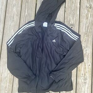 Adidas Black and White Windbreaker with Hood